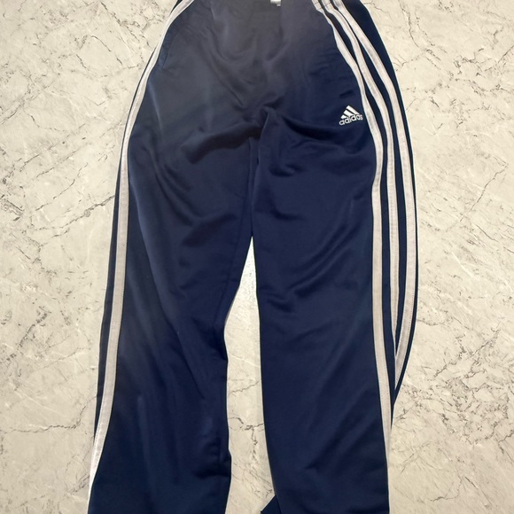 Adidas kids size 7 Blue and White Sweatpants with Signature Stripes - Picture 1 of 3